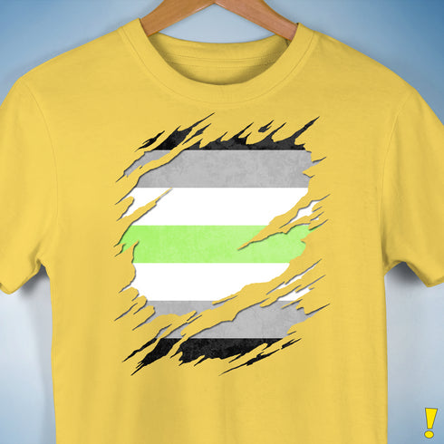 Agender Pride Flag Ripped Reveal Premium Unisex T-Shirt - Yellow